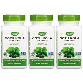 네이처스웨이 고투콜라 허브 475mg 180베지캡슐 3병 Gotu Kola, 180정, 3개