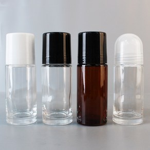 롤온 대용량 유리병 썬롤온 화장품 공용기, 투명바디 블랙헤드, 50ml, 1개