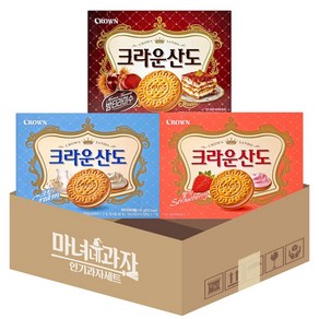 크라운산도 3종2개씩 밤티라미수 + 크림 + 딸기 (각161g), 1개, 161g