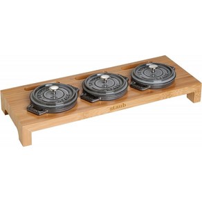 STAUB 스타우브 미니 코코트 3개용 서빙보드 목재 42 x 16 x 5 cm, 1개