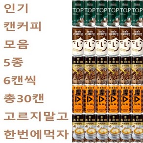 [한번에먹자] 250ml 5종 6캔씩 캔커피모음 레쓰비 카페타임 라떼 + 조지아 오리지널 + 헤이즐넛 + 맥스 + 카페라떼 캔음료 세트, 200ml, 30개