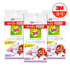 3M 크린스틱 베이킹소다 톡톡 시트타입 10+5매입 + 은사수세미, 3개, 15개입