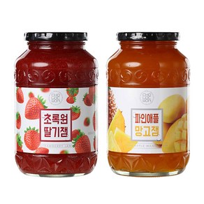 초록원 딸기잼1kg +파인애플망고잼1kg (쨈 토스트 시럽), 1kg, 2개