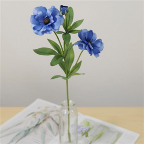 실크플라워 아네모네 리얼 조화꽃 가지 47cm 인테리어 화병 장식, 블루(Blue), 1개