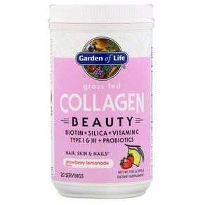 Gaden of Life 목초사육 Collagen Beauty 딸기 레모네이드 270g(9.52oz), 1개, 270g