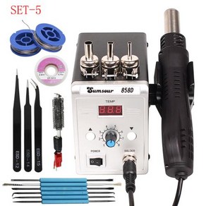 SMD SMT 열 납땜 스테이션 용접 수리 도구용 핫 에어 건 858D 700W BGA 재작업 220V 110V, 220V EU Plug_SET-3, 1개