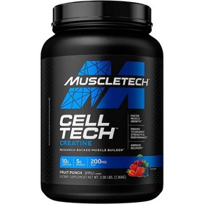 MuscleTech 머슬테크 Cell-Tech Pefomance Seies Fuit Punch 3.09 lb. 크레아틴 HCl 모노하이드레이트 및 탄수화물 분말 by, 1.36kg, 1개