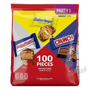 대용량 버터핑거 크런치 베이비루스 미니 초콜릿 파티팩 100개 1.01kg BUTTERFINGER CRUNCH BABY RUTH MINIS CHOCOLATE, 1개