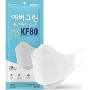 에버그린 황사 방역용 마스크 대형 KF80, 1개입, 20개, 화이트