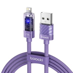 Toocki 고속충전 USB A타입 애플8핀 라이트닝 전류차단 케이블, 1개, 퍼플, 2m