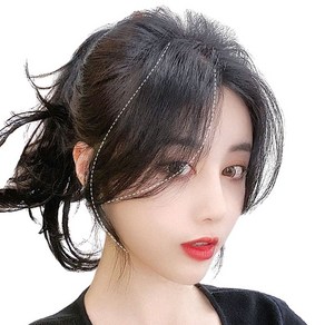 여성 옆머리 가발 인모 앞머리 똑딱이 붙임머리 부분가발 1세트25cm 슬림소녀 Women's wigs, 내추럴 블랙(왼쪽+오른쪽), 1세트