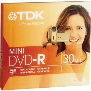 TDK 미니 DVD-R 블랭크 - 1.4GB 30분 캠코더 녹화 DVD 80mm