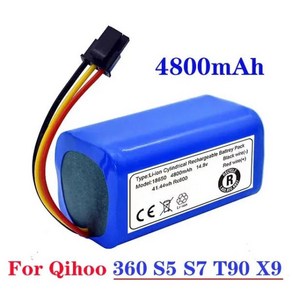 로봇 진공 청소기 교체 배터리 팩 Qihoo 360 S5 S7 S7Po T90 X9 용 14.8v 12800mAh, [02] 4800mAh, 02 4800mAh