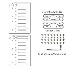 냉각 팬 공간이있는 3.5 인치 HDD SSD DIY 스토리지 아크릴 랙 선반을위한 다층 하드 드라이브 케이지 하드 드라이브 브래킷, 8 층, 1개