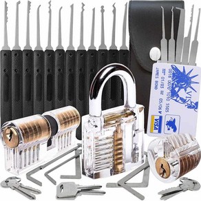 25pcs 락픽세트 멀티 픽 투명 자물쇠 락픽 키트 연습용 locksmith set ca/lock picking cad, 1세트