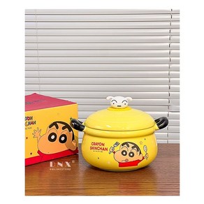 다나에 짱구 공식 라이선스 세라믹 면기 라면그릇 1100ml +Lin Lin Co. Ltd. 스마트톡, 1개, 옐로우