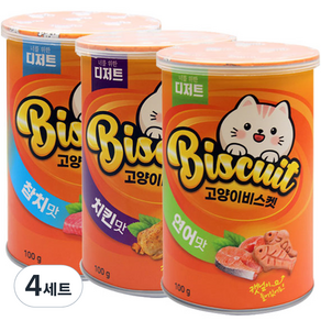 너를위한디저트 고양이 비스켓 간식 캣닢, 연어, 치킨, 참치, 0g, 4세트