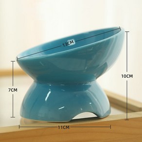 PCTN 반려동물 친화적 경사형 도자기 밥그릇 고양이식기 강아지밥그릇, 1개, PCTN 블루