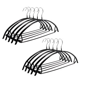 논슬립 어깨뿔 미끄럼 방지 옷걸이 라운드 실리콘 코팅 스텐레스 자켓 옷걸이, 10개, 블랙