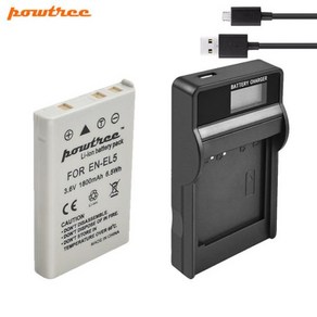 Powtree 1800mAh EN-EL5 디지털 카메라 배터리 니콘 Coolpix P4 P80 P90 P100 P500 P510 P520 P530 P5000 P5100 L10