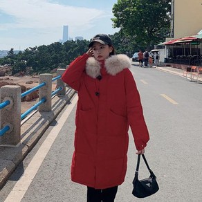 투니스 여성 미디 길이 코튼 퍼 후드 패딩