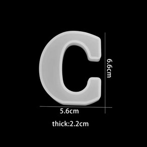 레진아트 3D 대문자 실리콘 금형 알파벳 UV 에폭시 수지 쥬얼리 만들기 펜던트 열쇠 고리 공예 용품, [03] C Mold, 1개