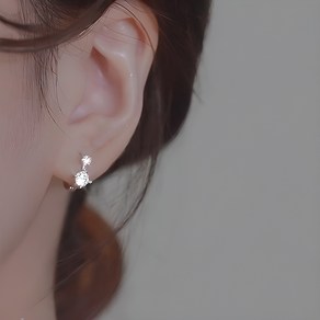 젤루나 미니 더블 큐빅 데일리 원터치 링 귀걸이 P-270