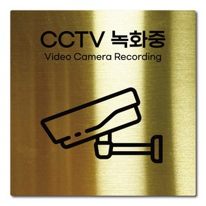 L사이즈 골드 스테인리스 CCTV 녹화중 촬영중 안내판 표지판 경고문 사인 팻말 현판 문패 안전 명판, 12. CCTV녹화중, L(200x200mm), 1개