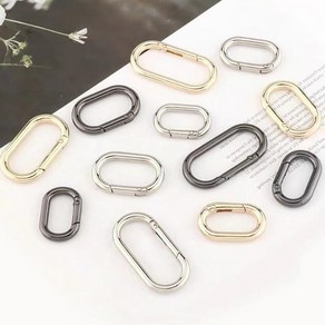 링 키링 아연합금 타원형 스프링 DIY 카라비너, 건블랙 21mm(604309), 1개