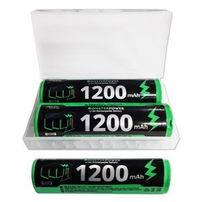 몬스터파워 18650 배터리 1200mAh 보호회로 리튬이온 충전지 충전식 건전지 고방전