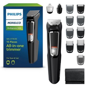 Noelco Philips 수염 헤어 바디 멀티 트리머 면도기 남성용 블랙/크롬 MG3740/40 - 13 Pieces, MG3770/40 - 15 Pieces