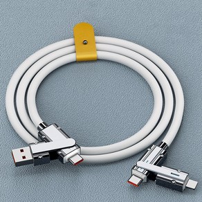 4in1 c타입 아이폰 usb 고속충전 케이블 1m, 화이트, 1개