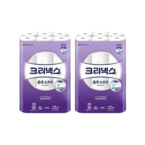 크리넥스순수소프트 프리미엄 3겹화장지 30m 30롤 x 2팩, 30개입, 2개