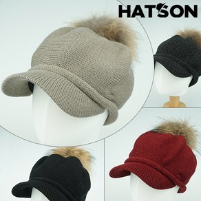 [햇츠온]H1-4501 HatsON 브랜드 여성 여자 겨울 울 헌팅캡 빵모자 방울 털 모자 털방울 벙거지 카스케트 AA