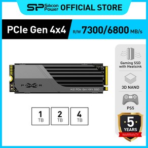 실리콘파워 XS70 히트싱크 NVMe M.2 PCIe Gen 4x4 SSD PS5 호환 up to 7300MB/s