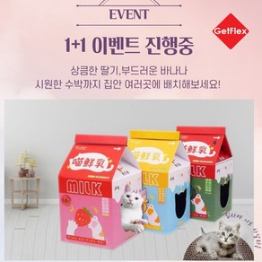 [겟플렉스]캣츠룸 1+1 고양이 우유팩하우스 숨숨집 스크래처, 딸기+수박, 1개
