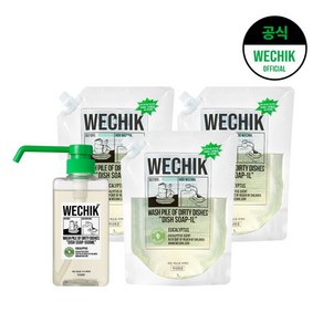 [위칙] 주방세제 500ml 1개 + 리필 1L 3개, 1세트