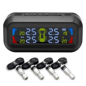 TPMS 자동차 타이어 압력 모니터 시스템 자동 밝기 제어 유리 부착 무선 태양광 발전 TPMS 센서 4 개, 6) Red Blue Intenal, 6)Red Blue Intenal