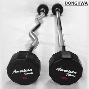 아메리칸 피트니스 12각 중량 바벨 원판 역기 봉 세트 고정식바벨 일자바 컬바 10kg 15kg 20kg 25 kg 30kg, 1개