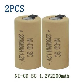 라벨 포함 충전식 니켈 카드뮴 SC 배터리 서브 니켈 카드뮴 배터리 전동 공구 1.2V 2200 mah1-20 개, 2개