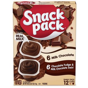 스낵팩 푸딩 밀크 초콜릿+초콜릿 퍼지 대용량 세트 Snack Pack Milk Chocolate and Chocolate Fudge Family Pack, 1개, 1.1kg