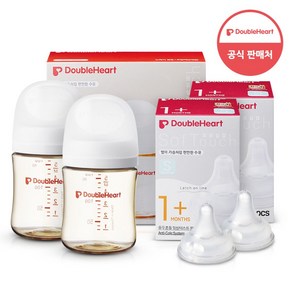 더블하트 모유실감 3세대 PPSU 젖병 베이직 트윈팩 160ml 제뉴인화이트+젖꼭지4개, 3세대 젖꼭지 S(4입), 1세트