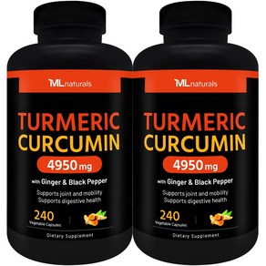 [미국빠른직구] 신제품 마이라이프 내추럴스 강황 커큐민 4950mg (진저+블랙페퍼), 2개, 240정