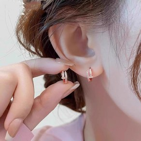 칠성작 14K 로즈 골드 원터치 링귀걸이 5A 지르콘 ZQY-SS008