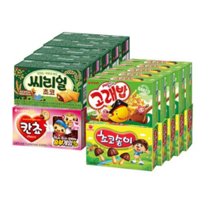 롯데 칸쵸 54g+씨리얼 초코 42g+초코송이 50g+고래밥 46gx각5개(총20개)