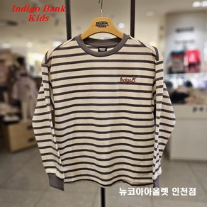 인디고뱅크키즈[2025 봄 신상]@@봄철 스쿨룩 추천템@@품넓은 오버핏@@ 아동 주니어 공용 양면 스트라이프 티셔츠 IKLA25SX3