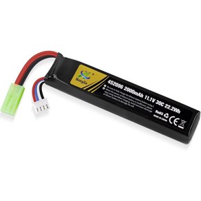 에어소프트 배터리 11.1V 충전식 3S LiPo 2000mAh 30C 취미용 미니 타미야 JST XH 커넥터 포함 모델 라이플 RC카 드론, 1개