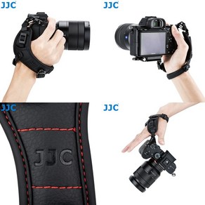 JJC 퀵 릴리즈 카메라 가죽 손목 DSLR 핸드스트랩 HS-ML1M 레드 스티치