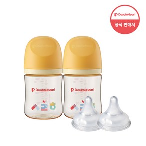 더블하트 모유실감3세대 젖병 트윈팩+젖꼭지2입+물티슈, 1개, 160ml, 한글사랑해(SS 2입)