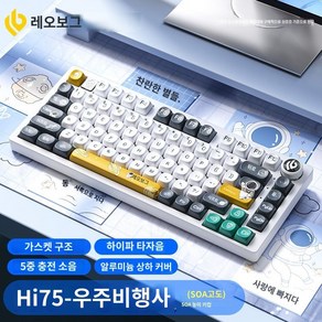 레오보그 hi75 게이밍 키보드, 프리-클리어축 V2, Astonaut  단일 모드/유선 RGB 버전 - S